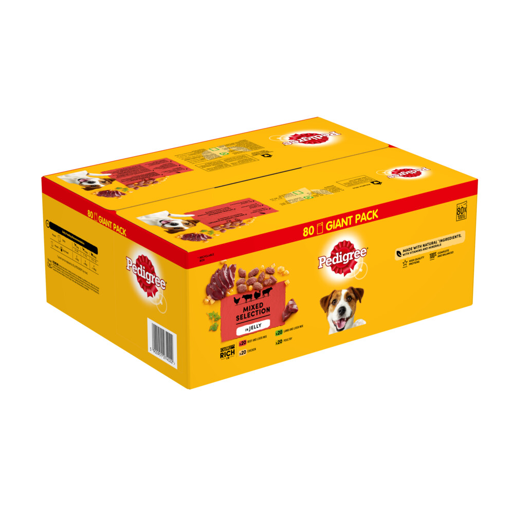 Pedigree Adult Maaltijdzakjes Mixed in Gelei 80 x 100 gr