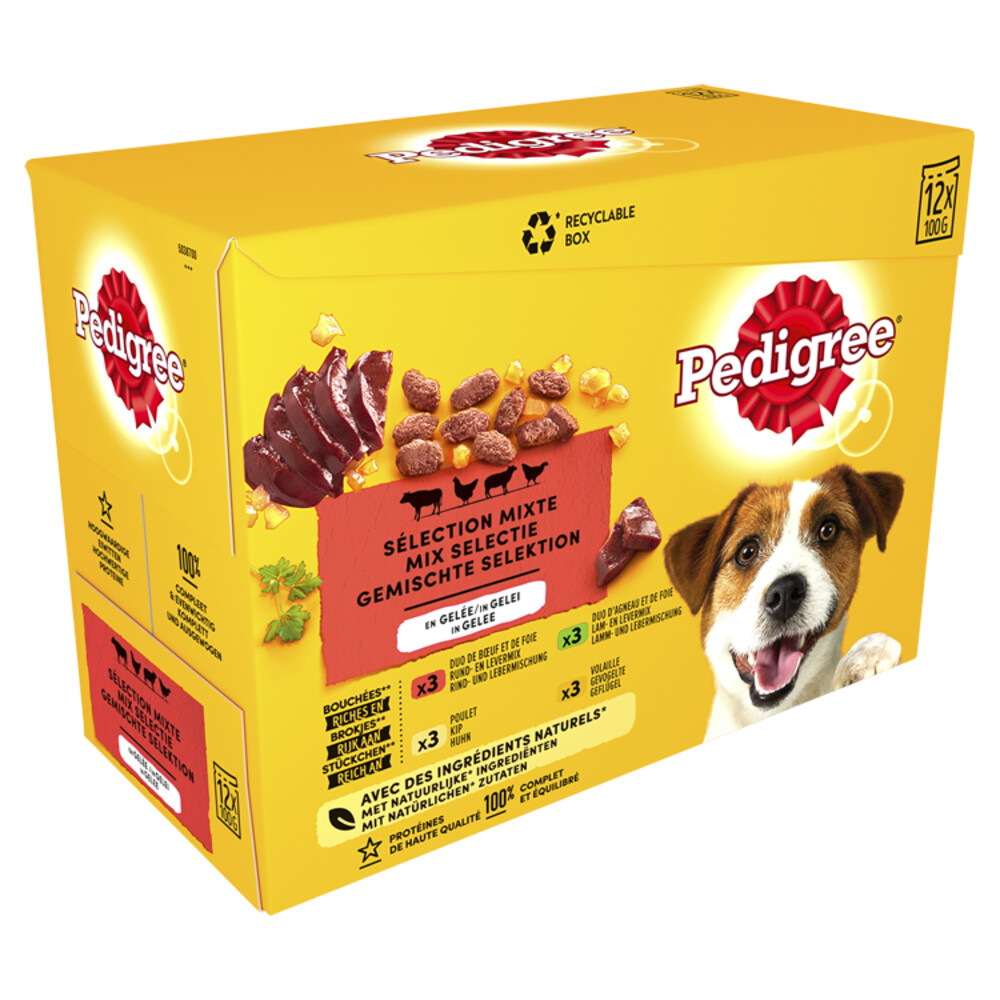 4x Pedigree Adult Maaltijdzakjes Vlees in Gelei 12 x 100 gr