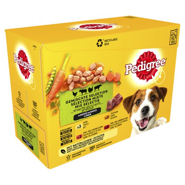 4x Pedigree Adult Maaltijdzakjes Vlees in Saus 12 x 100 gr