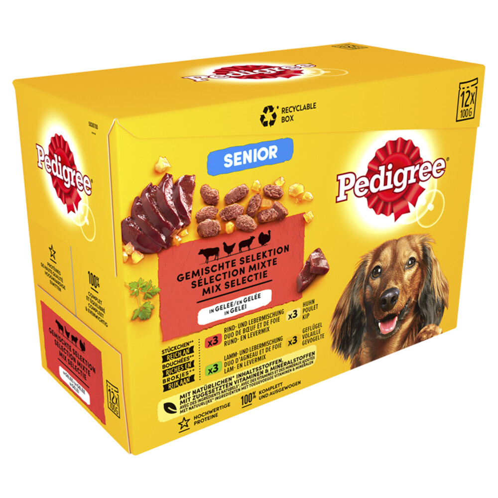 4x Pedigree Senior Maaltijdzakjes Vlees in Gelei 12 x 100 gr