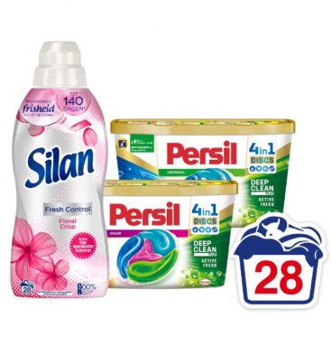 Persil Wasmiddelcapsules Color + Universal Discs&Silan Wasverzachter Voordeel Pakket