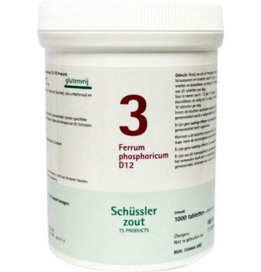 Pfluger Schussler Zout nr 3 Ferrum Phosphoricum D12 1000 tabletten