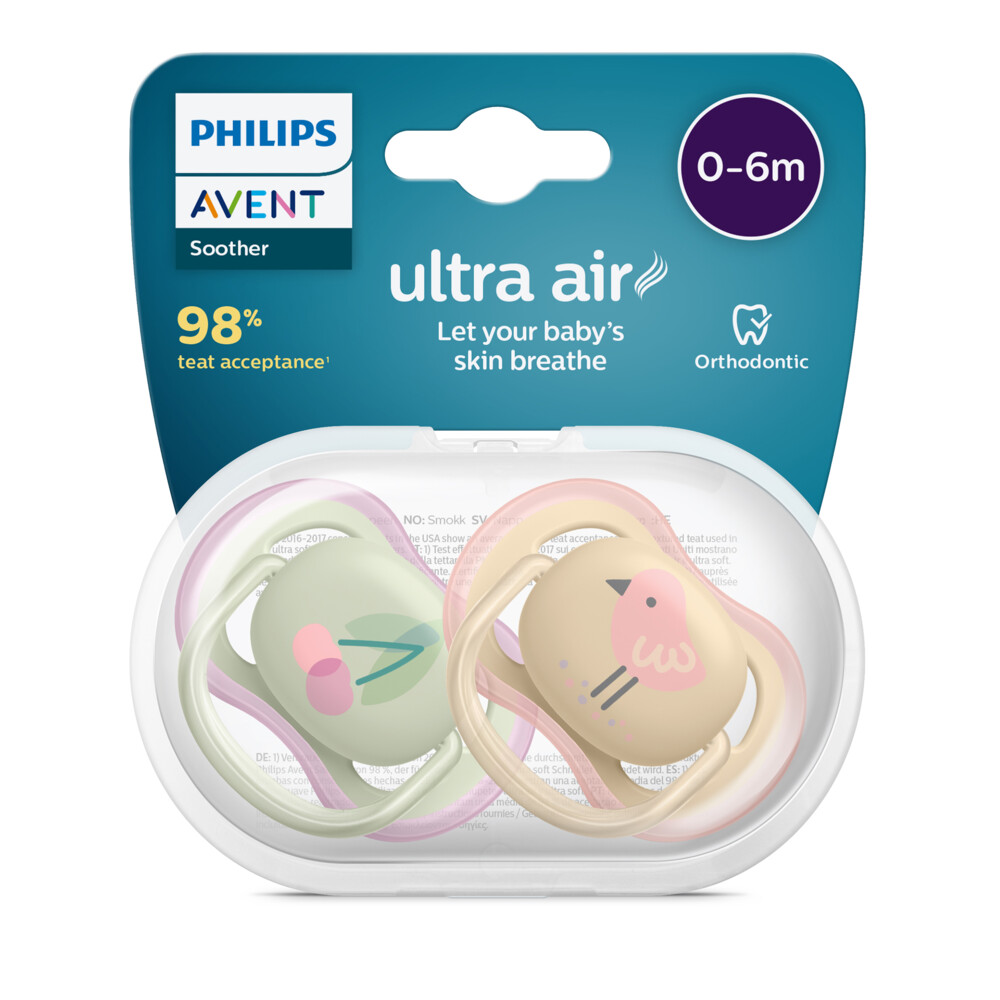 Philips Avent Ultra Air Fopspeen 0-6 maanden Meisje 2 stuks