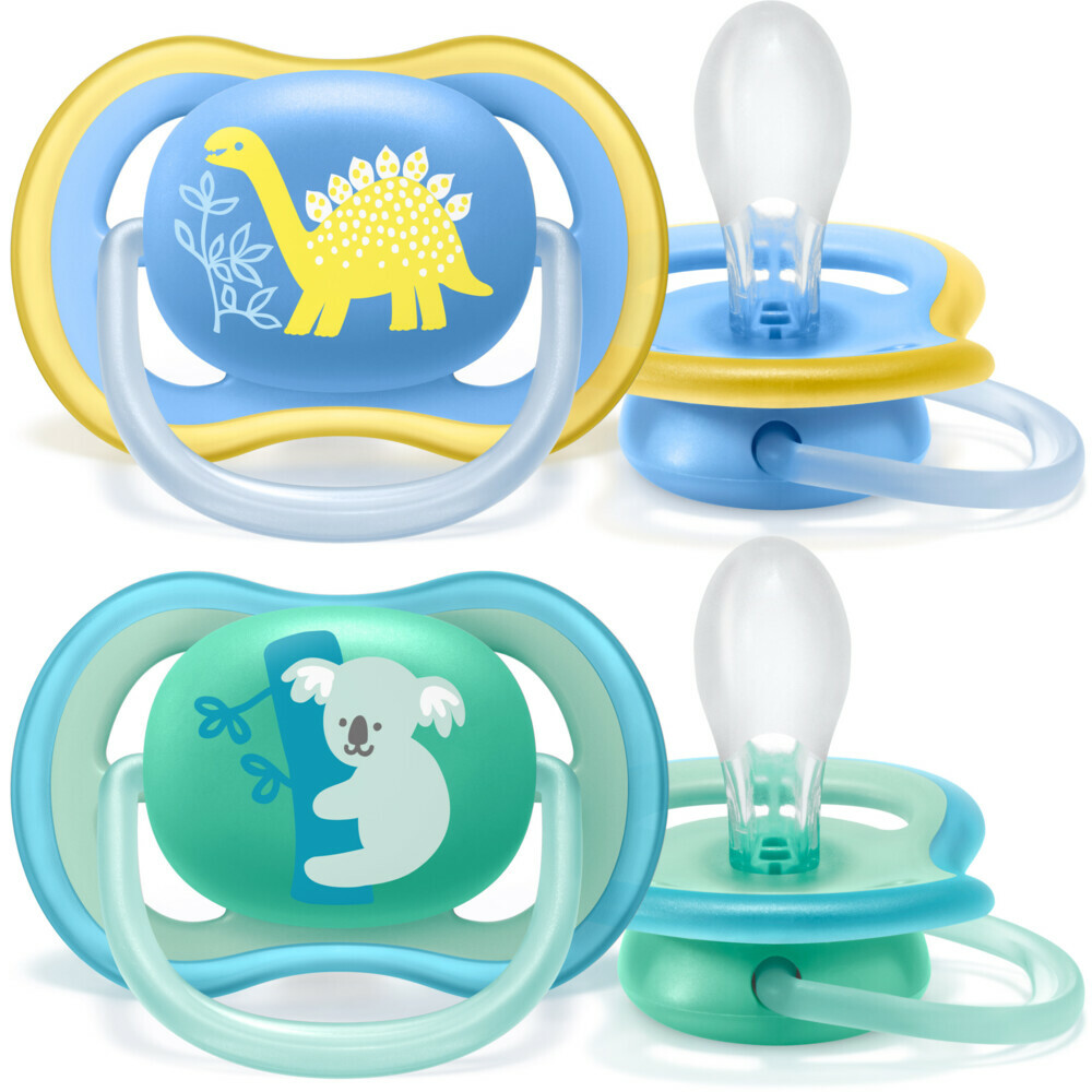 Philips Avent Ultra Air-Fopspeen 18 m Blauw/Groen met Opdruk 2 stuks