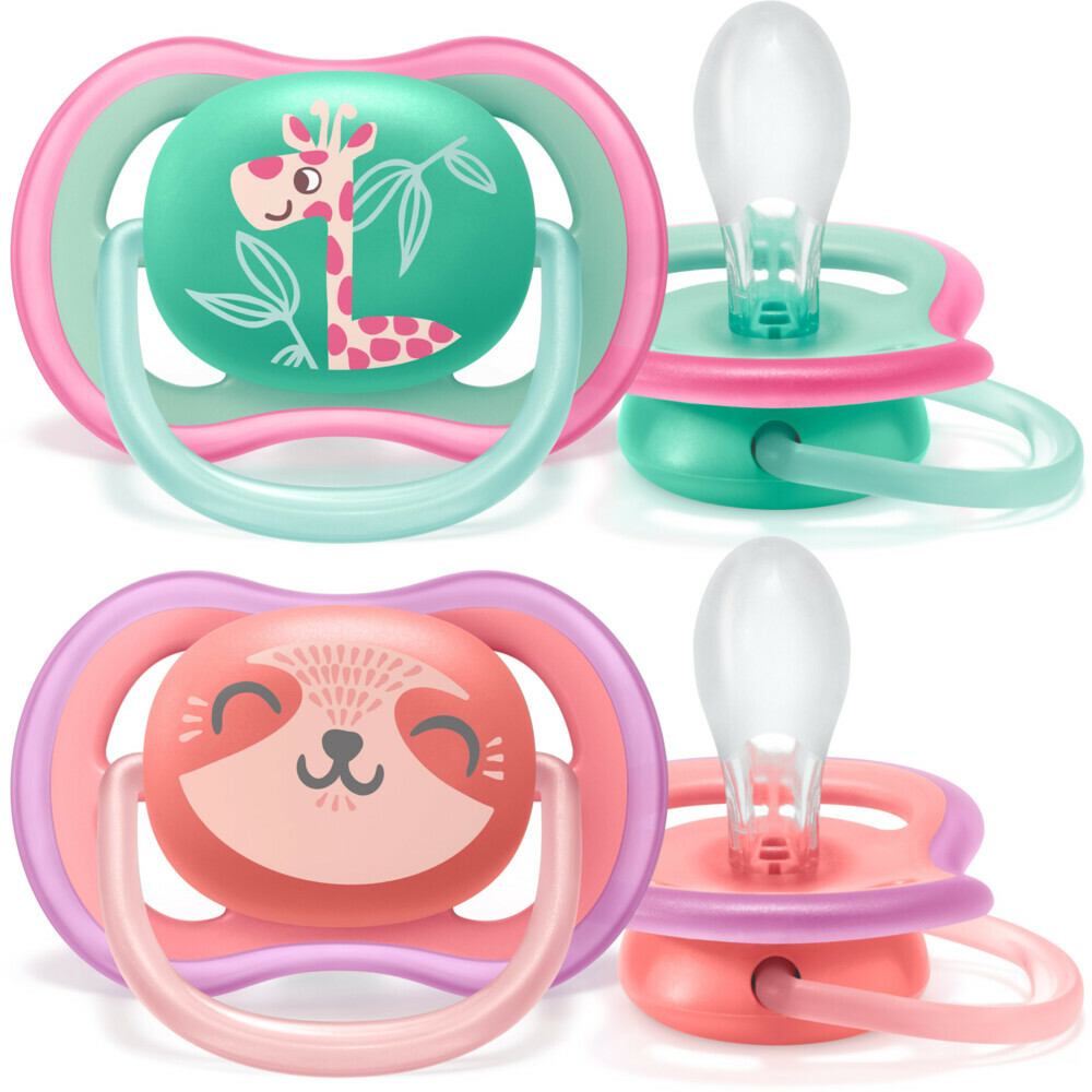 Philips Avent Ultra Air-Fopspeen 18 m Groen/Roze met Opdruk 2 stuks