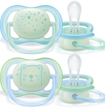 Philips Avent Ultra Air-Fopspeen Night 0-6 mnd Blauw met Opdruk 2 stuks