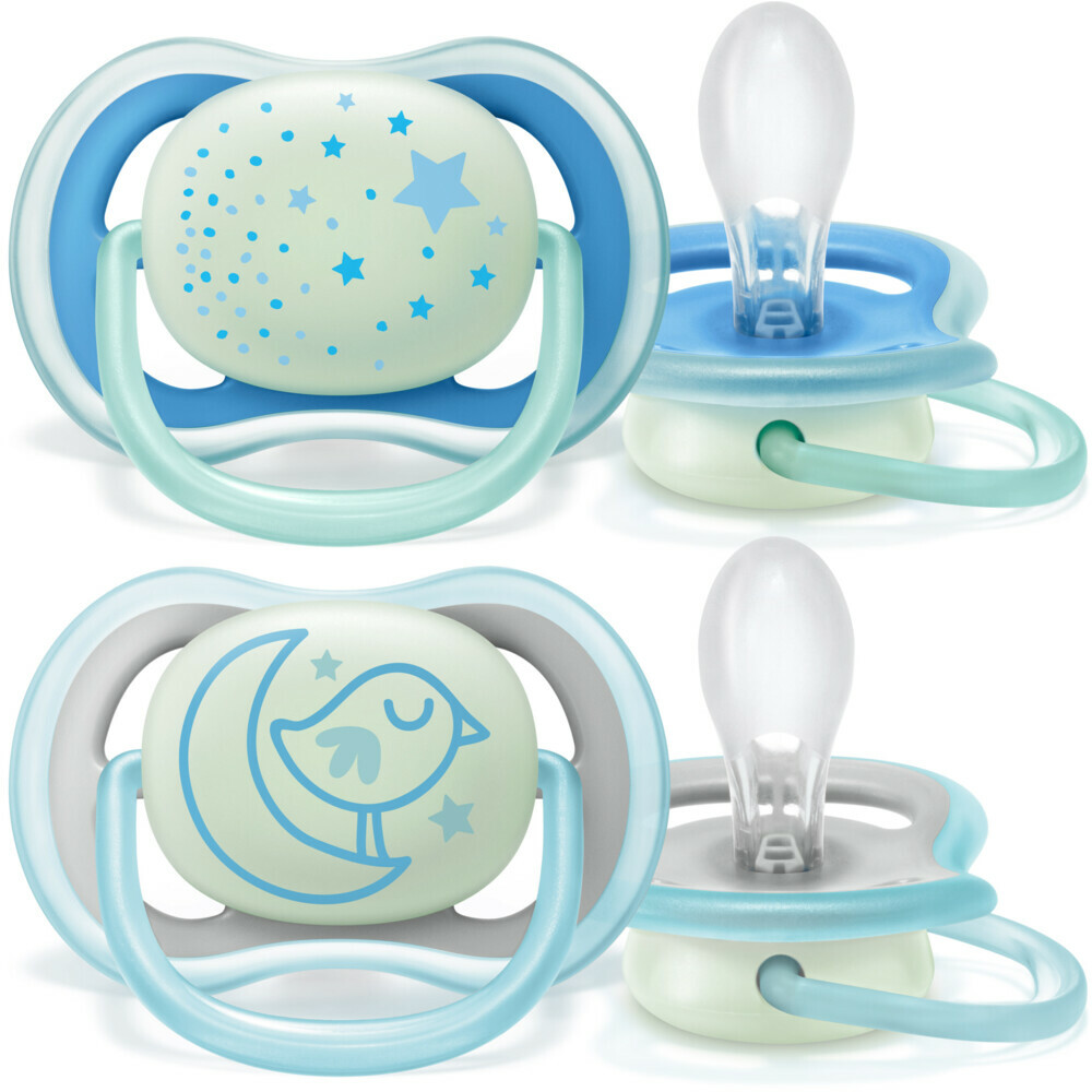 Philips Avent Ultra Air-Fopspeen Night 6-18 mnd Blauw 2 stuks