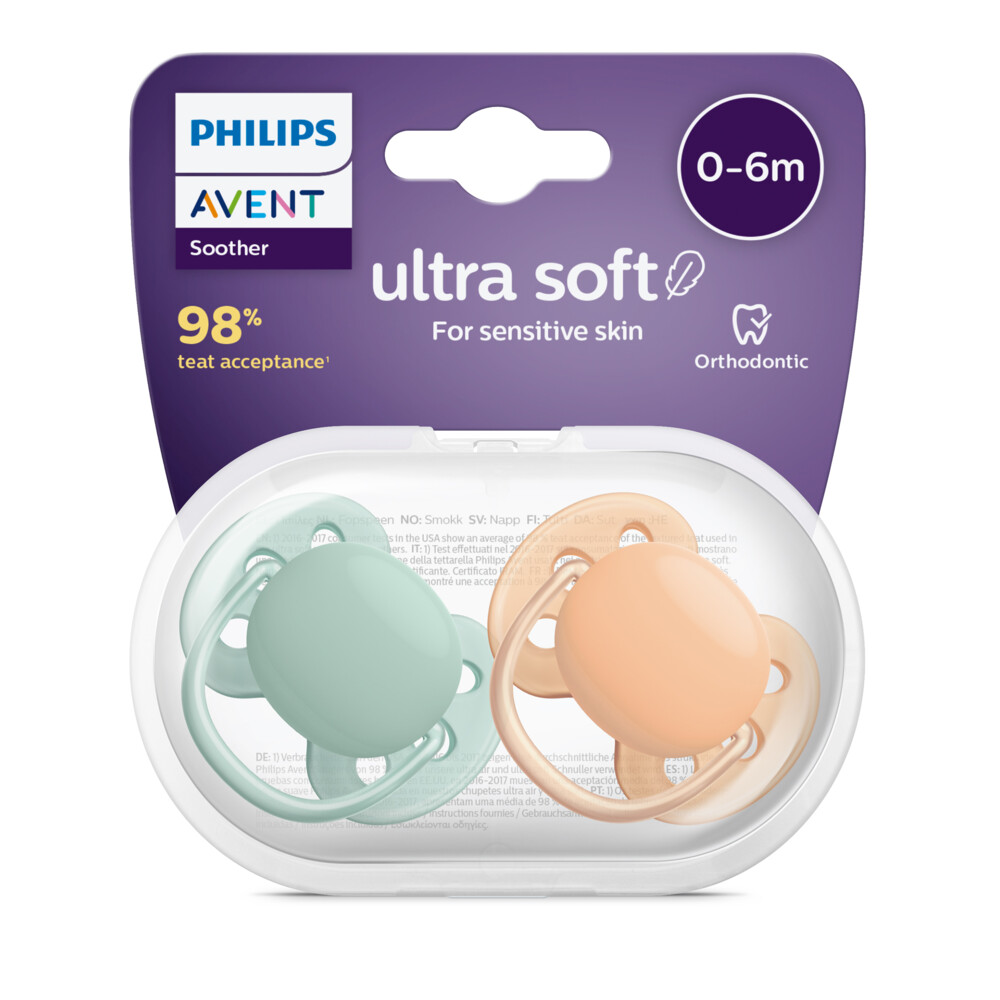 Philips Avent Ultra Soft Fopspeen 0-6 maanden Jongen/Meisje 2 stuks