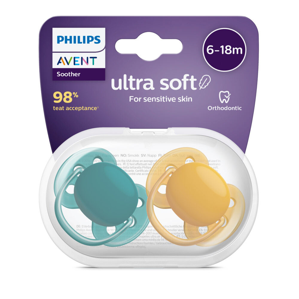 Philips Avent Ultra Soft Fopspeen 6-18 maanden Jongen/Meisje 2 stuks