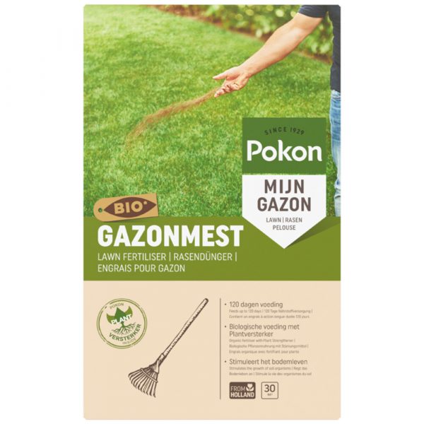 4x Pokon Gazonmest voor 30m2 Biologisch 2 kg