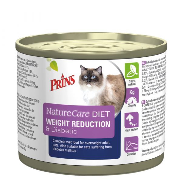 6x Prins NatureCare Diet Weight Reduction&Diabetic Kat Natvoer 200 gr