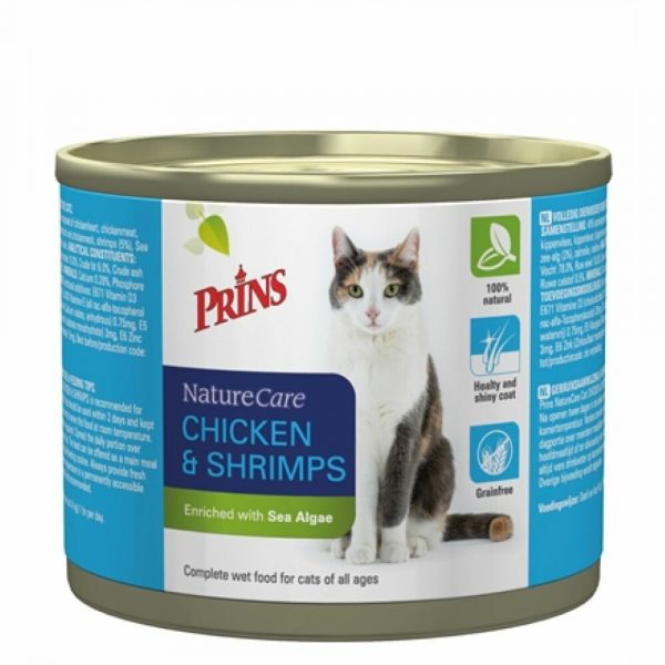 6x Prins Naturecare Cat Kip - Garnaal 200 gr