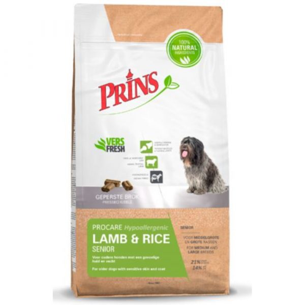 Prins Procare Hypoallergeen Lam - Rijst Senior 15 kg