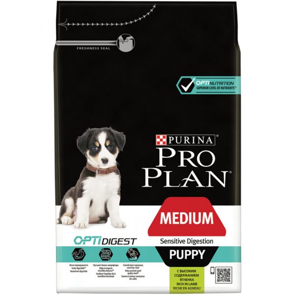 4x Pro Plan Optidigest Puppy Sensitive Digestion Medium 3 kg