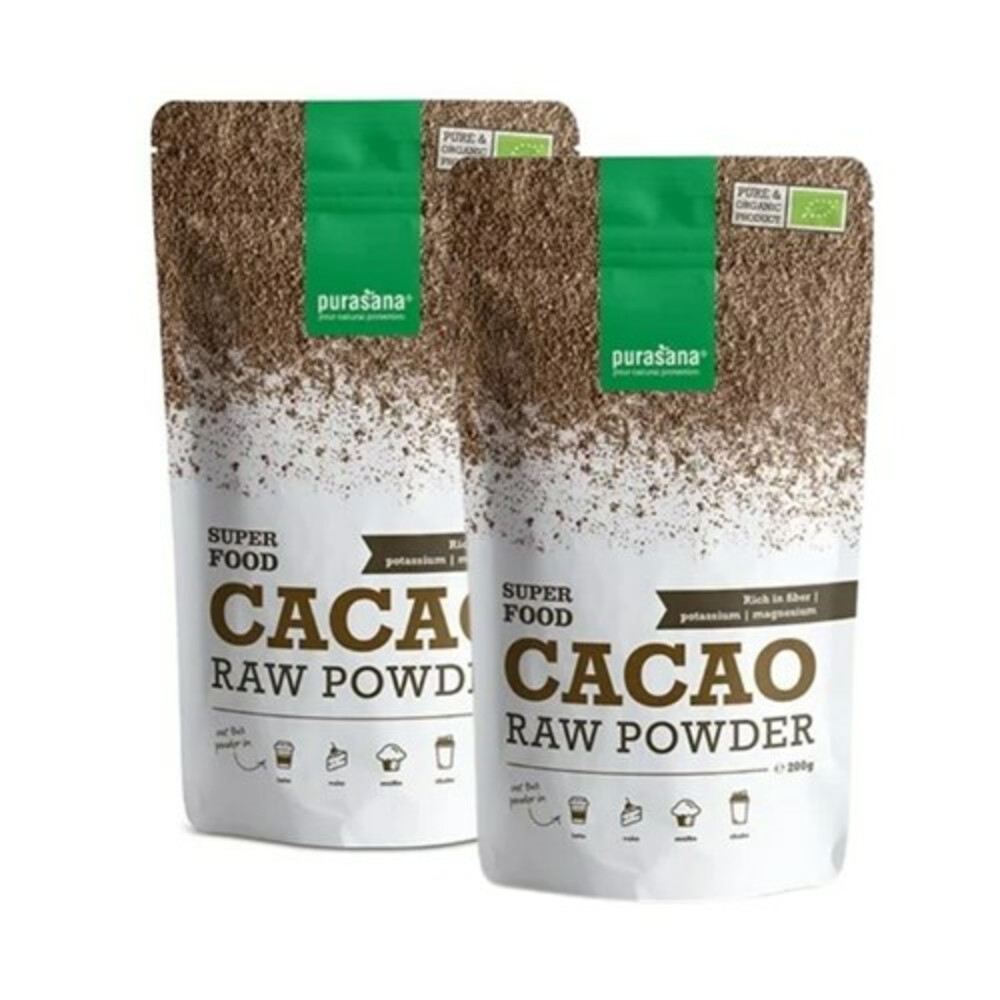 Purasana Cacao Poeder Bio Duo 2 stuks 2x 200 gr