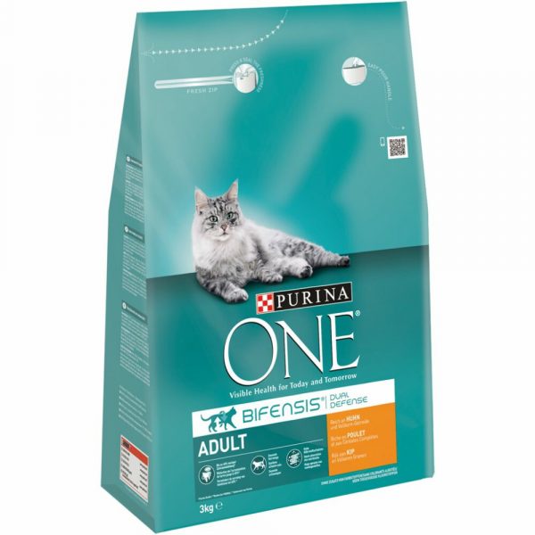 4x Purina One Adult Kip - Volkoren Granen 3 kg