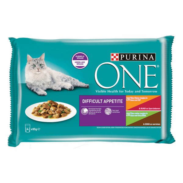 Purina One Pouch Adult Difficult Appitite Kip 4 x 85 gr