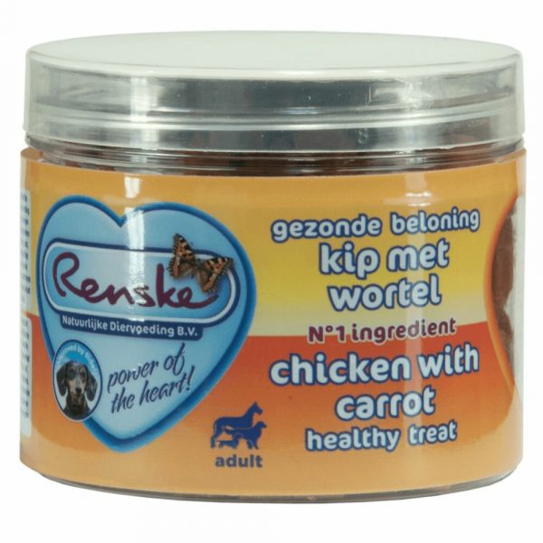 12x Renske Gezonde Beloning Hartjes Kip - Wortel 100 gr