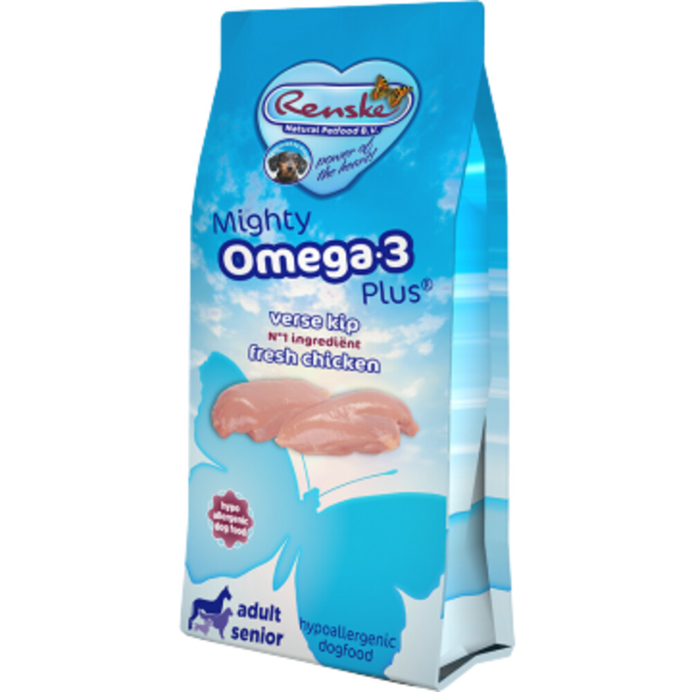 Renske Mighty Omega Plus Hondenvoer Kip 600 gr