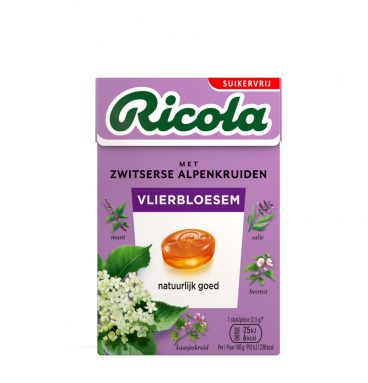 Ricola Keelpastilles Vlierbloesem Suikervrij Doosje 50 gr