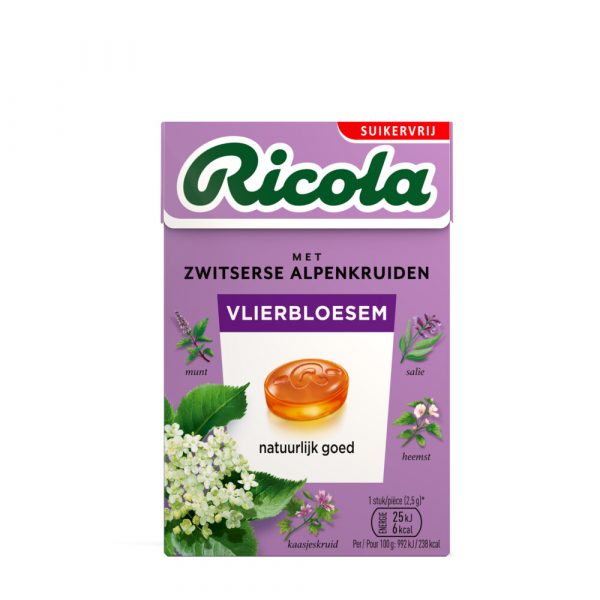 Ricola Keelpastilles Vlierbloesem Suikervrij Doosje 50 gr