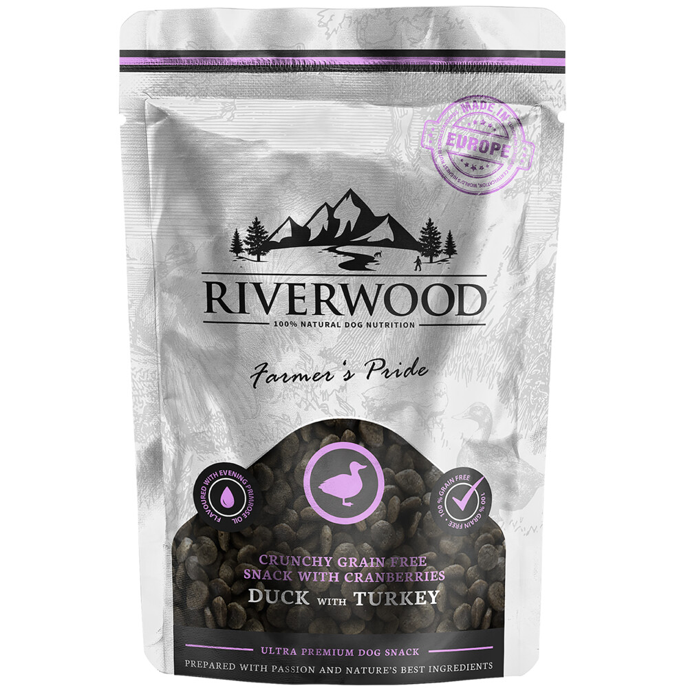 6x Riverwood Crunchy Snack Dog Farmer's Pride Duck&Turkey 200 gr