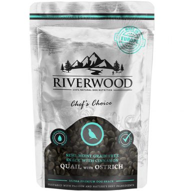 10x Riverwood Semi-moist Snack Dog Chef's Choice Quail&Ostrich 200 gr