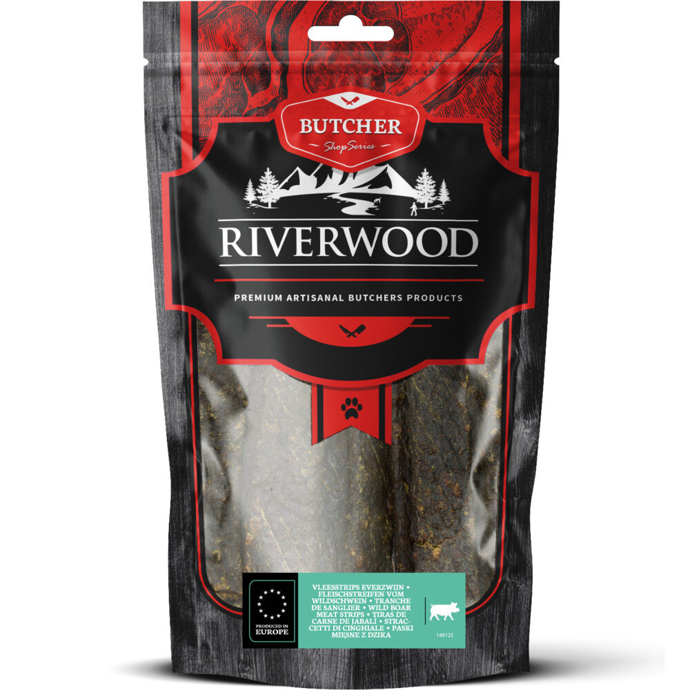 6x Riverwood Vleesstrips Wild zwijn 150 gr