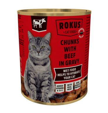 Rokus Kattenvoer Blik Stukjes Rund in Jus 810 gr