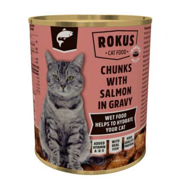 Rokus Kattenvoer Blik Stukjes Zalm in Jus 810 gr