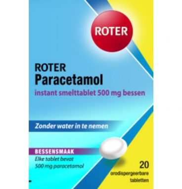 Roter Paracetamol 500 mg Bessen 20 tabletten