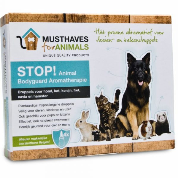 STOP! Animal Bodyguard Aromatherapie Anti Vlooien en Teken Druppels Hond en Kat 4 x 8 ml