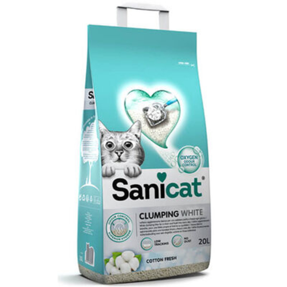 Sanicat Kattenbakvulling Clumping White Cotton Fresh 20 liter