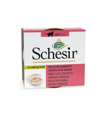 14x Schesir Kattenvoer Garnaal in Bouillon 70 gr