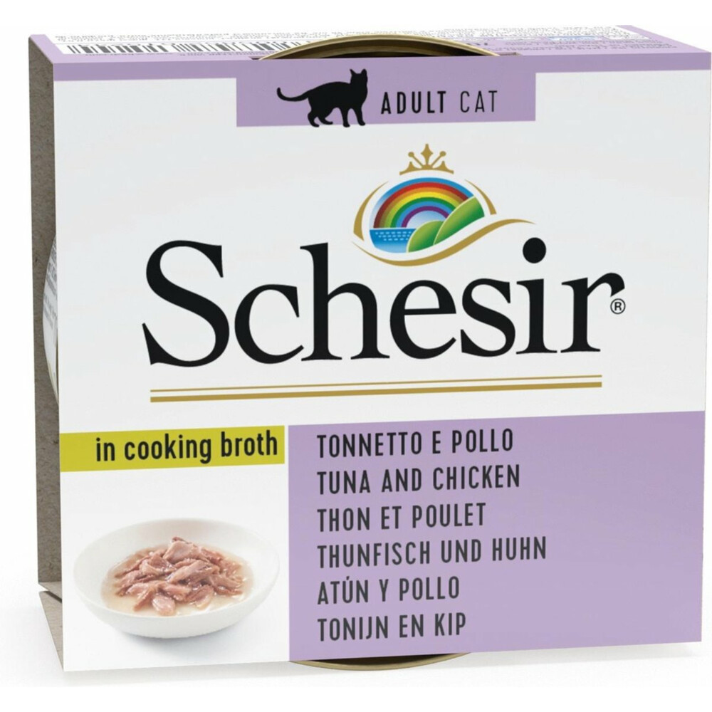 14x Schesir Kattenvoer Gekookte Tonijn en Kip 70 gr