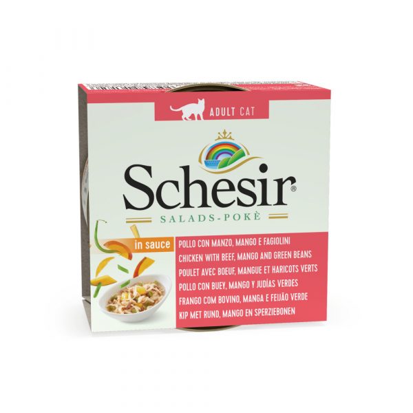 14x Schesir Kattenvoer Kip - Rund - Mango - Sperzieboon in Saus 85 gr