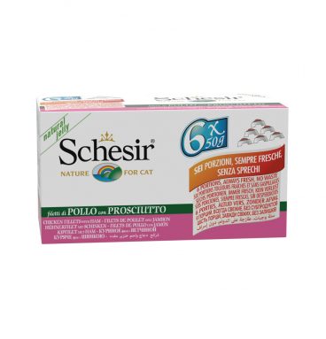 8x Schesir Kattenvoer Kipfilet - Ham 6 x 50 gr