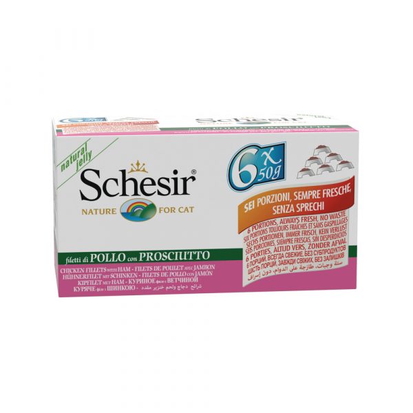 8x Schesir Kattenvoer Kipfilet - Ham 6 x 50 gr