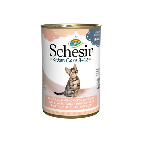 Schesir Kattenvoer Kitten 3-12 Kip - Aloe in Gelei 140 gr