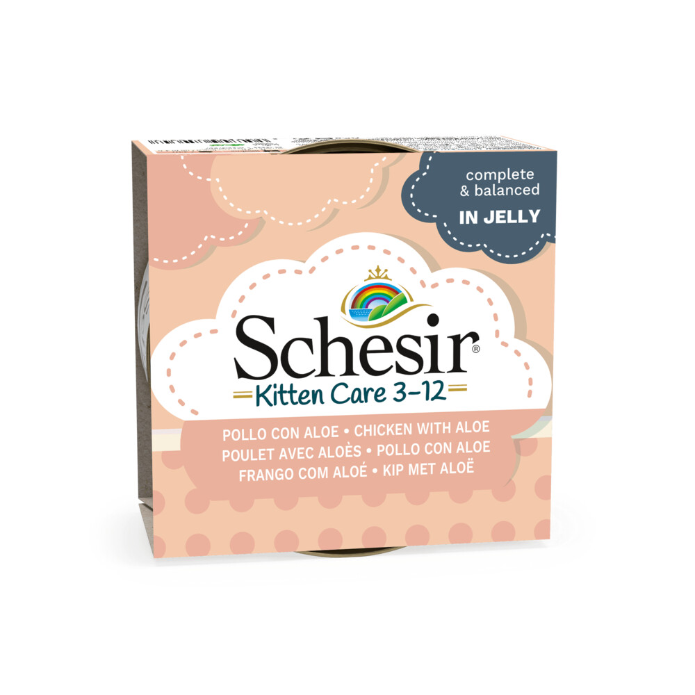 Schesir Kattenvoer Kitten 3-12 Kip - Aloe in Gelei 85 gr