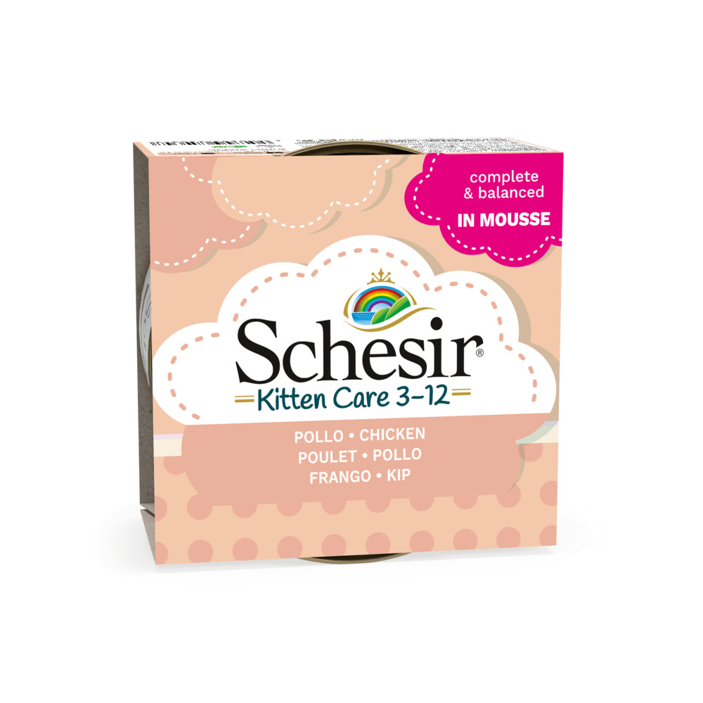 Schesir Kattenvoer Kitten 3-12 Kip in Mousse 85 gr