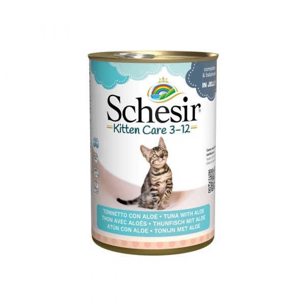 Schesir Kattenvoer Kitten 3-12 Tonijn - Aloe in Gelei 140 gr