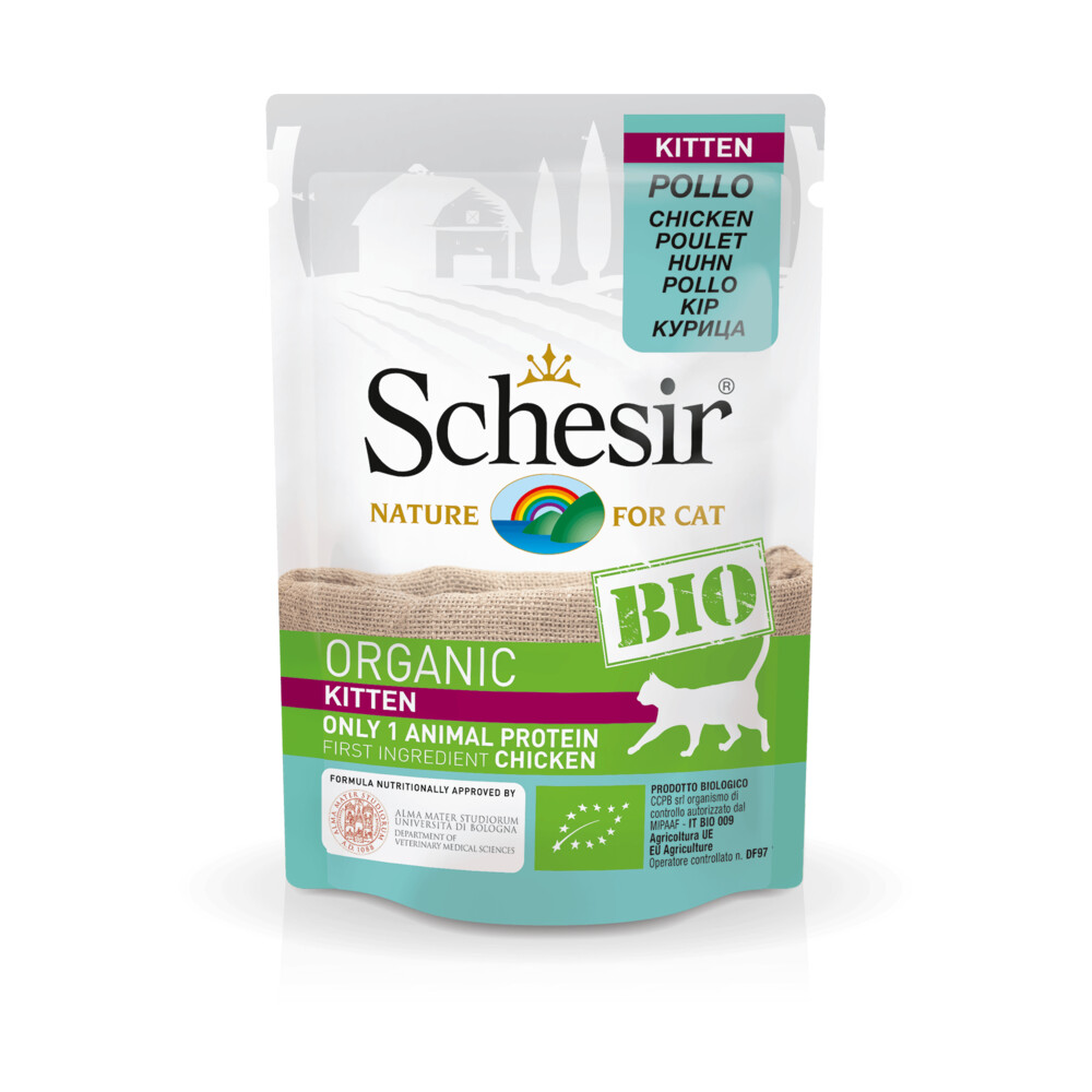 16x Schesir Kattenvoer Kitten Bio Kip 85 gr