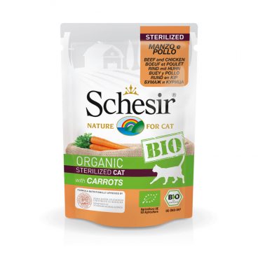 16x Schesir Kattenvoer Sterilized Bio Rund - Kip - Wortel 85 gr