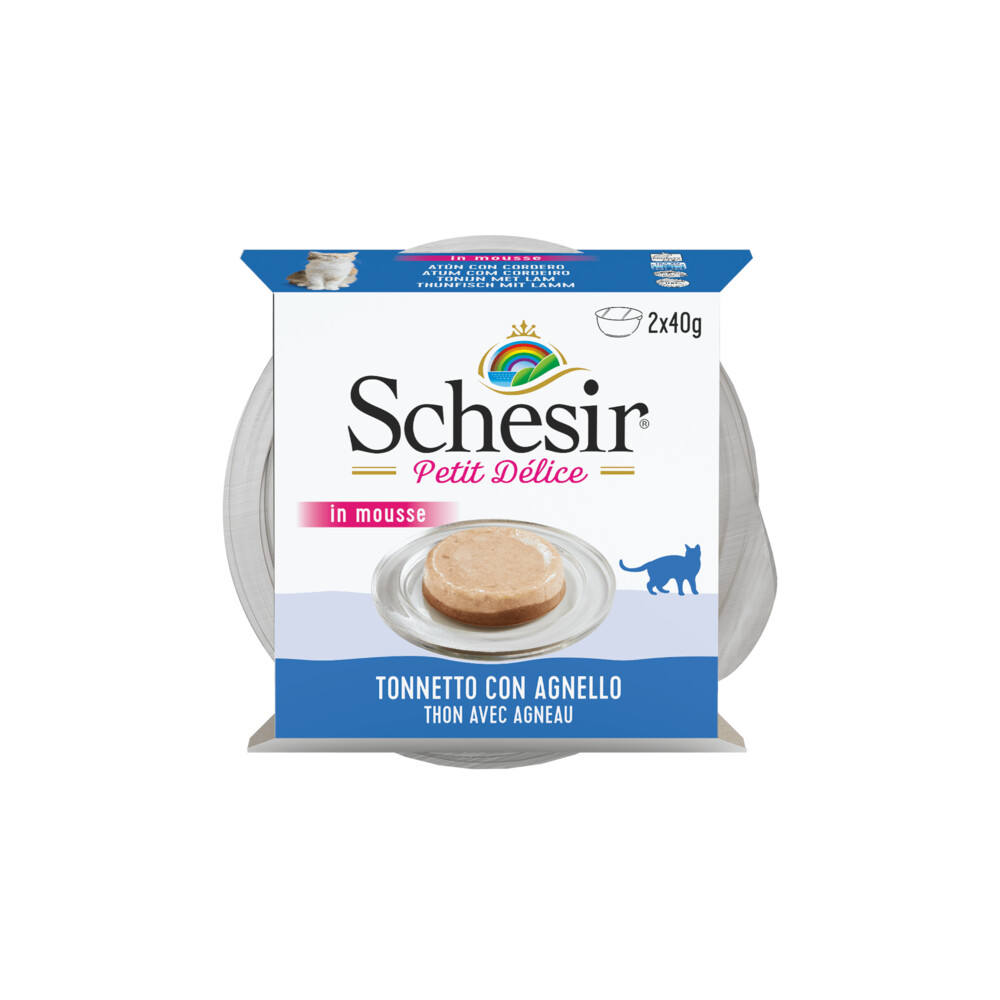 12x Schesir Kattenvoer Tonijn - Lam in Mousse 2 x 40 gr