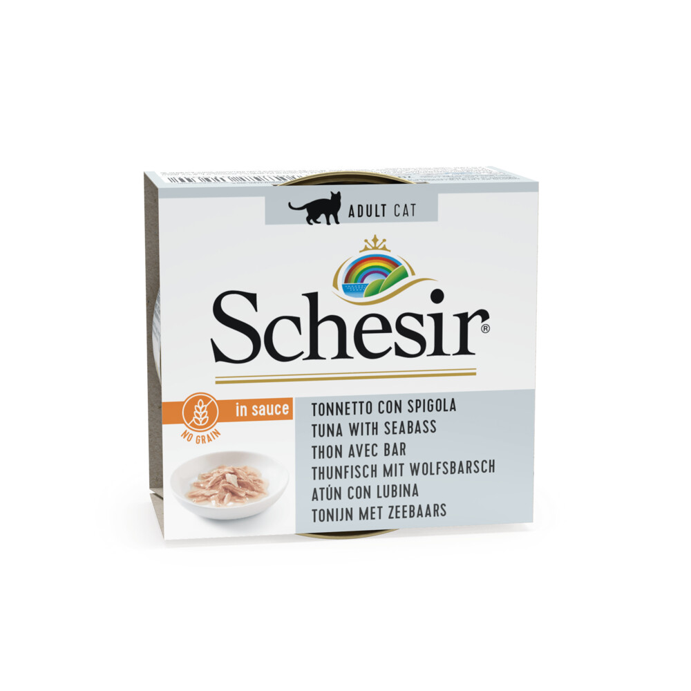 14x Schesir Kattenvoer Tonijn Zeebaars in Saus 70 gr