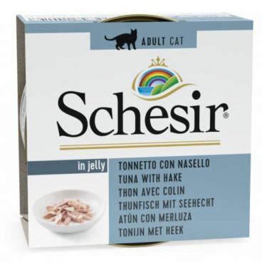 14x Schesir Kattenvoer Tonijn en Hake in Gelei 85 gr