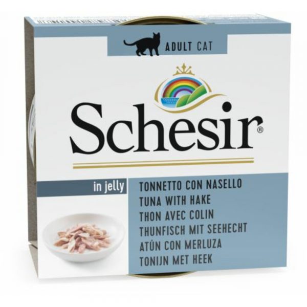 14x Schesir Kattenvoer Tonijn en Hake in Gelei 85 gr