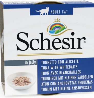 14x Schesir Kattenvoer Tonijn en Witvis in Gelei 85 gr