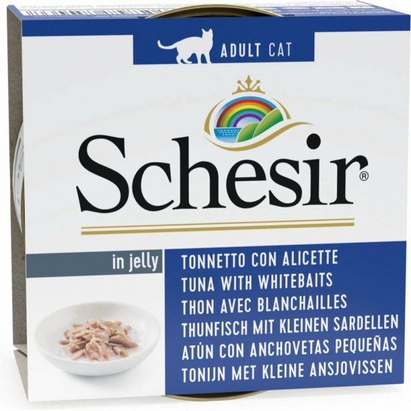 14x Schesir Kattenvoer Tonijn en Witvis in Gelei 85 gr